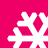 White snowflake icons on a solid pink background, arranged in a pattern with four distinct snowflake designs