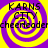 Four identical display a purple and yellow spiral background with overlaid text reading KARNS CITY and cheerleader