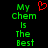 Green pixelated text reads "My Chem Is The Best" with a red heart symbol above the left side of the text on black background.