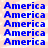 Blue text reading "America" repeated in a pattern on a light pink background with pixelated texture