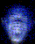 A 40x50 pixel animated buddy icon showing a blue cartoon face with two distinct expressions across two frames, displayed on a black background.
