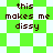 Green and white pixelated background with brown text reading 'this makes me dissy' in four identical sections.
