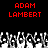Red pixelated text "ADAM LAMBERT" appears twice on a black background above a of grayscale pixelated figures with raised hands