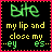 A 5x4 contact sheet of animated frames showing a text-based buddy icon with changing phrases on black backgrounds, bordered by red dotted lines and yellow outlines.