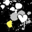 Pixelated black background with red text and a small yellow and white abstract shape on the left.