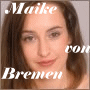 25 pixelated portrait images showing a woman with brown hair and light skin, arranged in five and five , with text "Maite von Bremen" in the top-left corner