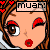 Animated contact sheet of a cartoon character's face with changing eye expressions and heart symbols, each frame labeled "muah!" in a pixelated font.