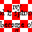 Red and white checkered background with repeated text fragments 'my', 'is spinn', 'because o!', and a small symbol, all in black pixelated font.
