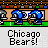 Pixelated animated scene showing a football game with blue and gray players, repeated 'Chicago Bears!' text, and 'TOUCHDOWN' text in yellow.
