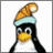 A pixelated penguin mascot wearing a Santa hat on the left side of a contact sheet, with green text reading "Original Icons .com" on a dark green background to the right.