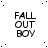 identical 'FALL OUT BOY' text icons with scattered black dots on a white background, one partially obscured by gray