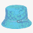 A pixelated blue bucket hat with a small buckle detail on the front, displayed above a red rectangle containing white text.