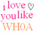 A static image with a bright pink background and pixelated text elements in various colors.