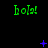 Green 'hola!' text repeated across a black background with scattered blue plus and star symbols in motion.