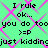 Green background with pink diamond pattern overlaid by repeated text phrases and emoticons in black pixelated font.