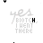 Animated sequence of text-based icon with 'yes BITCH, I HENT THERE' in gray and cyan lettering on white background, showing sequential character color changes.