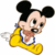 Two pixelated Mickey Mouse frames side-by-side showing different poses and outfits on a transparent background.