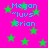 Bright pink background with scattered green stars and cyan text reading "Megan 'luvs' Brion" in pixelated font.