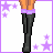 A 4x3 contact sheet of pixel art frames showing a cartoon woman with long brown hair in various poses and text phrases, set against a white background with purple stars.