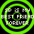 Four identical green concentric circles with white text reading "SP IS MY BEST FRIEND FOREVER" on a black background.