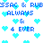 Pixelated blue text and cyan hearts on white background, repeated in a pattern with slight variations across frames