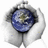 Two hands hold a blue and white Earth globe against a white background, with green displaying pixelated text