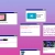 Pixelated grid of six white rectangular panels with dark purple borders on a gradient background shifting from light blue to pink, each containing indistinct pixel clusters.