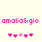 Pixelated pink text 'amalia&gio' appears above two of heart symbols on a light background, with one showing animated changes in heart positions