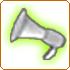 Silver megaphone with green glow on gray background, showing static and animated states