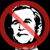 Static pixel art icon featuring a stylized face with a red prohibition symbol overlaid, set against a black background.