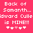 Pixelated text on a solid pink background with repeated phrases and heart symbols.
