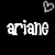 Black background with white pixelated text 'ariane' and a small gray heart symbol in the top-right corner.