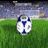Animated soccer ball transitions through three distinct scenes: resting on grass, inside a goal net, and engulfed in flames.