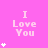Pink background with repeated 'I Love You' text and white star symbols in a pattern