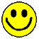 A 4x3 contact sheet of 12 animated frames showing a yellow smiley face icon transitioning through various shapes and orientations against a gray background.