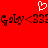 Red background with white pixelated heart above repeating black text 'Galy <33' in a horizontal pattern.