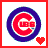 A pixelated circular logo with a red 'C' and blue ring, featuring a small red heart icon below it on the left side.