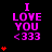 identical pixelated text elements with animated red heart symbols appearing and disappearing around them on a black background