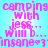 Pixelated pink text on cyan background reads 'camping with jess... will b... insane♡3' in four identical repeated