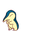 A small cartoon creature with blue and cream coloring appears in multiple poses with varying fire effects on its back.