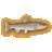 Pixelated fish icon with brown-orange border, grayish body, and pink accents on fins, set against solid gray background.
