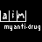 Pixelated black-and-white buddy icon featuring a stylized 'aim' logo above the text 'my anti-drug' in blocky font on a solid black background.