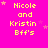 Bright pink background with yellow text reading "Nicole and Kristin Bff's" repeated in a , surrounded by small pink stars