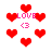 Pixelated red hearts and pink text 'LOVE <3' on white background, with some hearts overlapping or partially obscured.