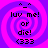 Pixelated icon with purple and pink spiral background, black text reading 'luv me! or die! (333', and a small face with 'n_n' expression.