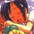 A 48x48 pixel buddy icon featuring a cartoon character with dark hair and orange skin in an embrace, alongside text reading "Anime IM" and "cOw" on a black background.