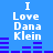 Blue background with white text "I Love Dana Klein" and purple horizontal bars in two identical vertical sections.