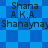 Blue pixelated background with repeating text "Shana A.K.A. Shanaynay" in dark blue font across two