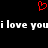 Red pixelated heart symbol above white text reading 'i love you' on black background.