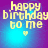 Pixelated text 'happy birthday to me' with a heart symbol on a gradient background, showing animation changes across four views.